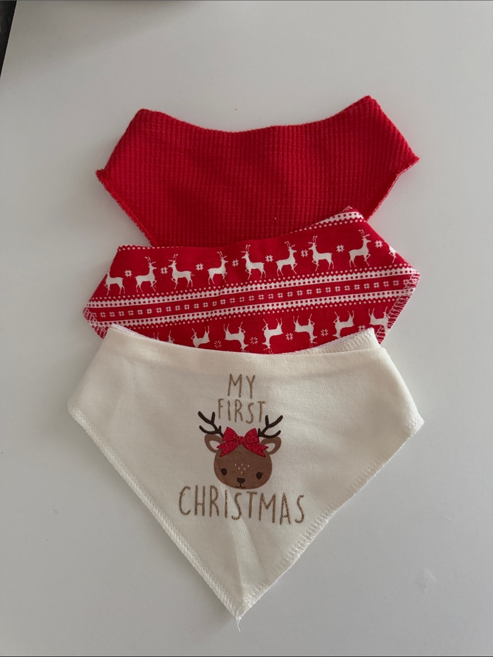 Holiday Baby Bandana Bib Set - Red & White